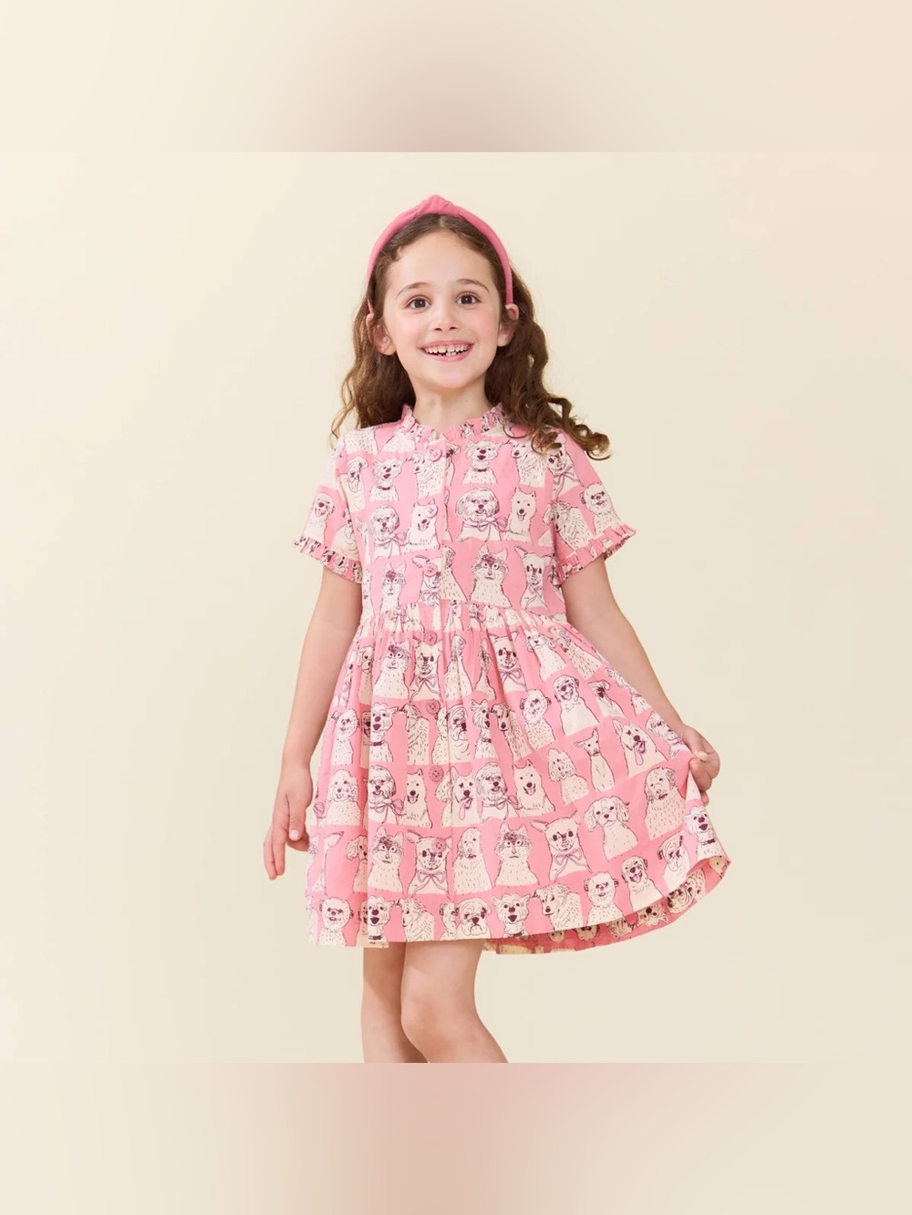 Pink chicken sketched dogs dress